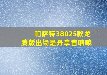 帕萨特38025款龙腾版出场是丹拿音响嘛