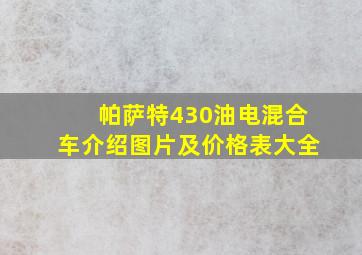 帕萨特430油电混合车介绍图片及价格表大全