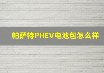 帕萨特PHEV电池包怎么样