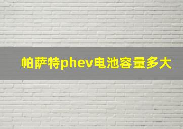 帕萨特phev电池容量多大