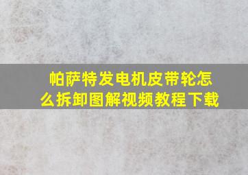 帕萨特发电机皮带轮怎么拆卸图解视频教程下载