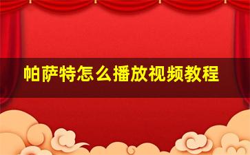 帕萨特怎么播放视频教程