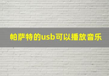 帕萨特的usb可以播放音乐