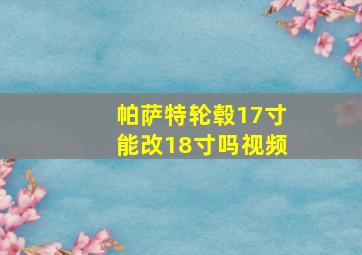 帕萨特轮毂17寸能改18寸吗视频