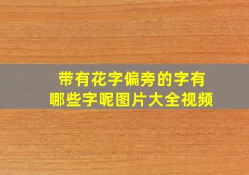 带有花字偏旁的字有哪些字呢图片大全视频