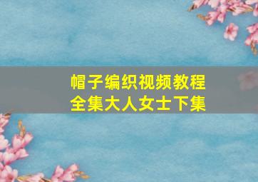 帽子编织视频教程全集大人女士下集