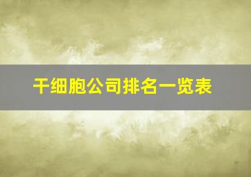 干细胞公司排名一览表