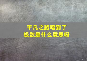 平凡之路唱到了极致是什么意思呀