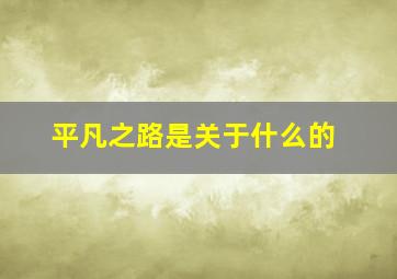 平凡之路是关于什么的