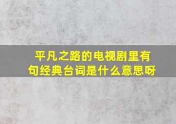 平凡之路的电视剧里有句经典台词是什么意思呀