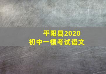 平阳县2020初中一模考试语文