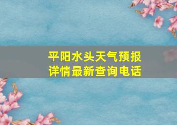 平阳水头天气预报详情最新查询电话