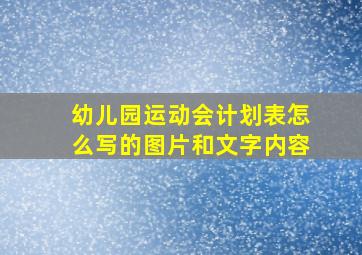 幼儿园运动会计划表怎么写的图片和文字内容