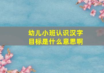 幼儿小班认识汉字目标是什么意思啊