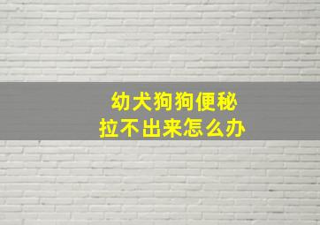 幼犬狗狗便秘拉不出来怎么办