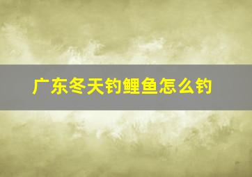 广东冬天钓鲤鱼怎么钓