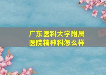 广东医科大学附属医院精神科怎么样