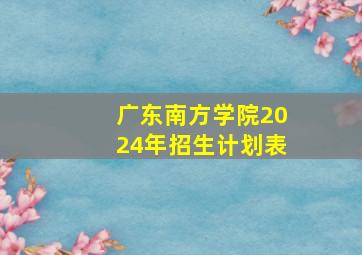 广东南方学院2024年招生计划表