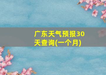 广东天气预报30天查询(一个月)