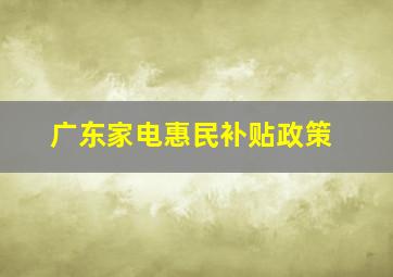 广东家电惠民补贴政策