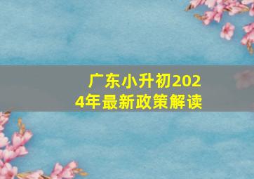 广东小升初2024年最新政策解读