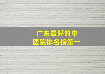 广东最好的中医院排名榜第一