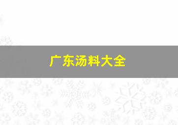 广东汤料大全