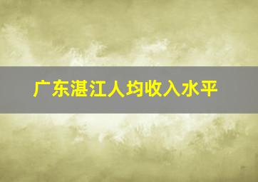 广东湛江人均收入水平