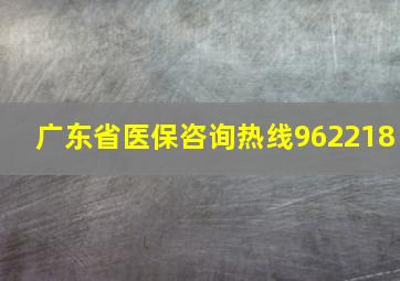 广东省医保咨询热线962218