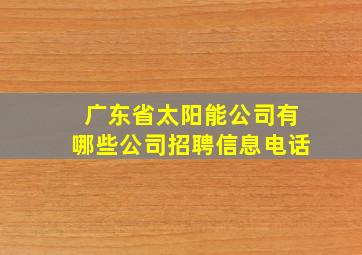 广东省太阳能公司有哪些公司招聘信息电话