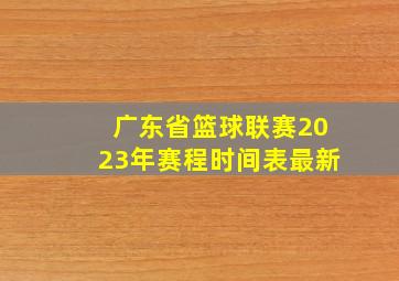 广东省篮球联赛2023年赛程时间表最新