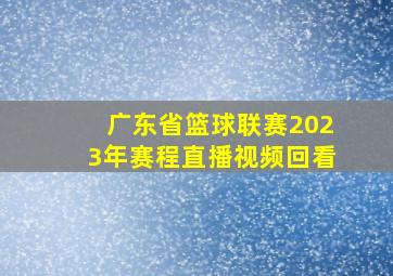 广东省篮球联赛2023年赛程直播视频回看