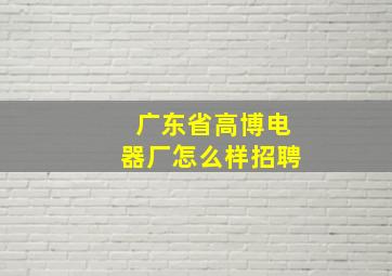 广东省高博电器厂怎么样招聘