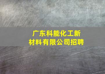 广东科能化工新材料有限公司招聘