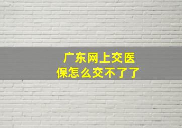 广东网上交医保怎么交不了了