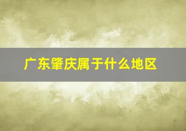 广东肇庆属于什么地区