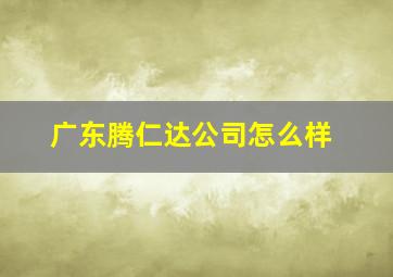 广东腾仁达公司怎么样