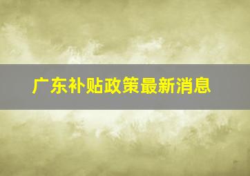 广东补贴政策最新消息