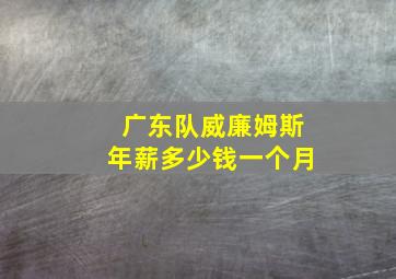 广东队威廉姆斯年薪多少钱一个月