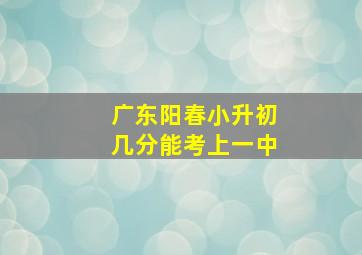 广东阳春小升初几分能考上一中