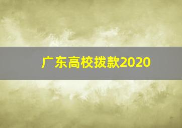 广东高校拨款2020