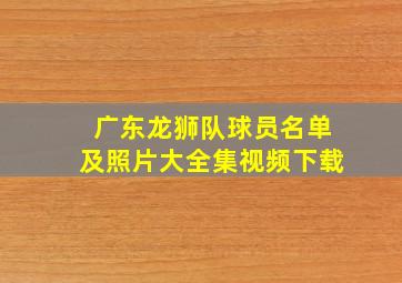 广东龙狮队球员名单及照片大全集视频下载