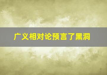 广义相对论预言了黑洞