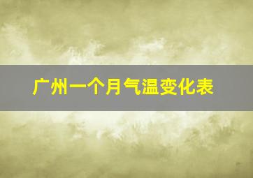 广州一个月气温变化表