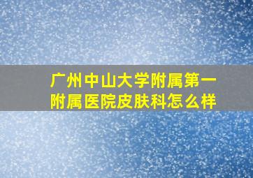 广州中山大学附属第一附属医院皮肤科怎么样