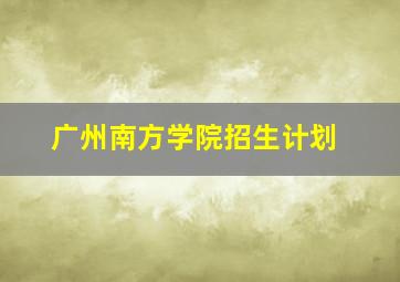 广州南方学院招生计划