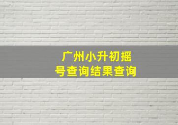 广州小升初摇号查询结果查询