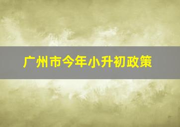 广州市今年小升初政策