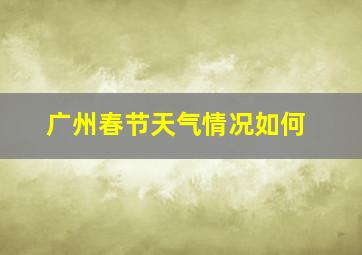 广州春节天气情况如何