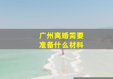 广州离婚需要准备什么材料